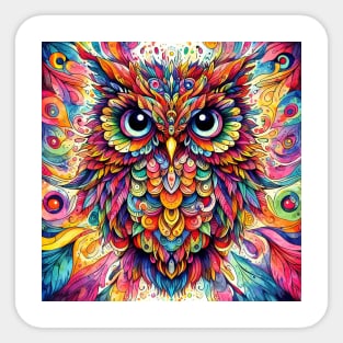 Abstract painting of a owl Sticker